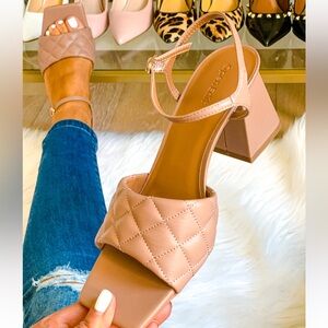 Open Edit Nordstroms Quilted Nude Sandals